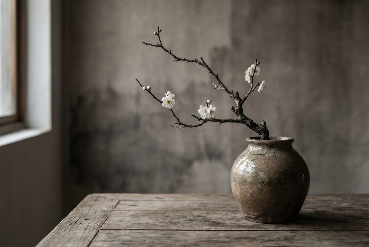 糖心Vlog侘寂美学 - 白梅枝与陶器的静物之美 - srypdjw.cn